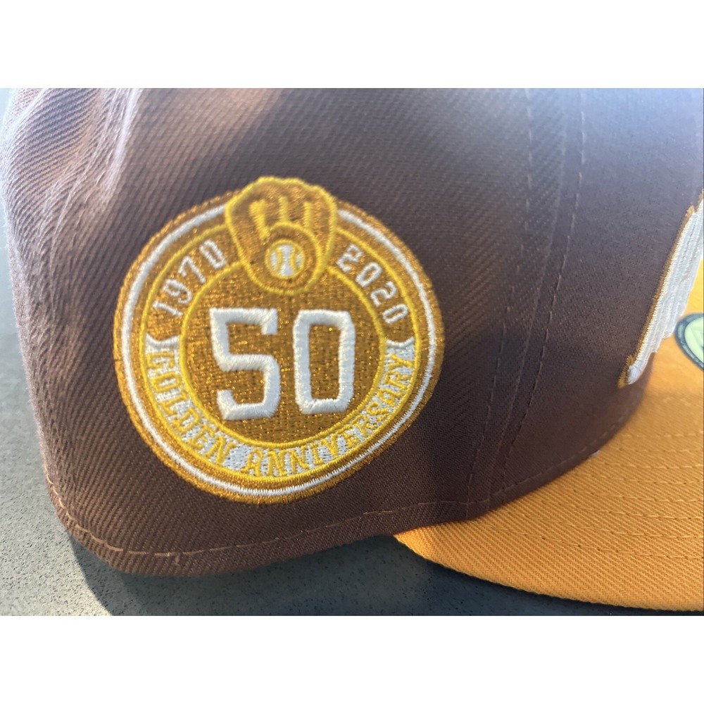 New Era Milwaukee Brewers Tiramisu Brown 59FIFTY Hat Cap Size 7 5/8 NWT - Picture 4 of 7